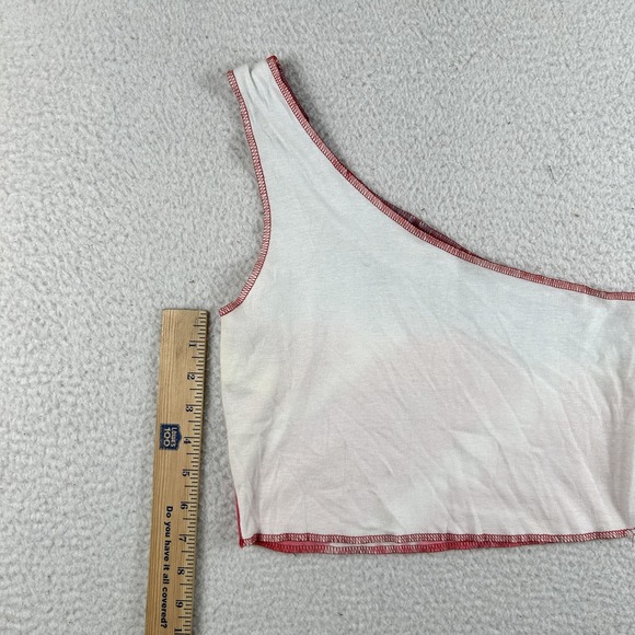 Vintage Outlaw Shirt Womens Medium Tie Dye One Shoulder Crop USA Y2K Grunge - Picture 10 of 13